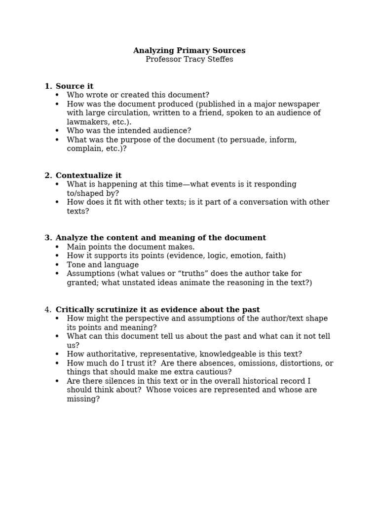 Guide to Analyzing Primary Sources | PDF