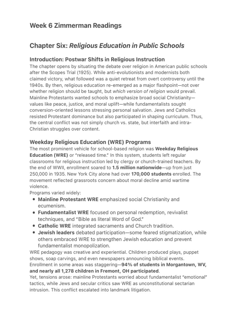 Week 6 Zimmerman Readings | PDF | Christian Fundamentalism | Christian ...