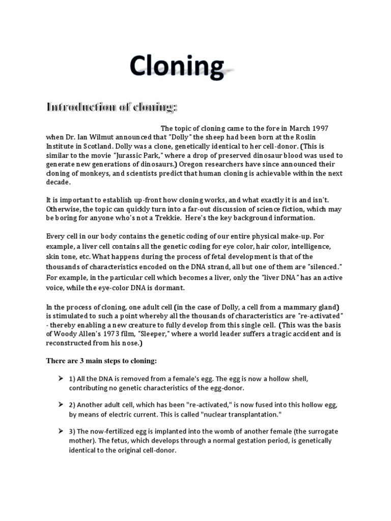 There Are 3 Main Steps To Cloning | PDF