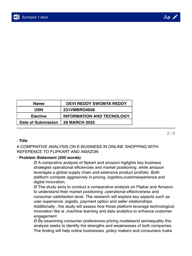 Synopsis 1 | PDF