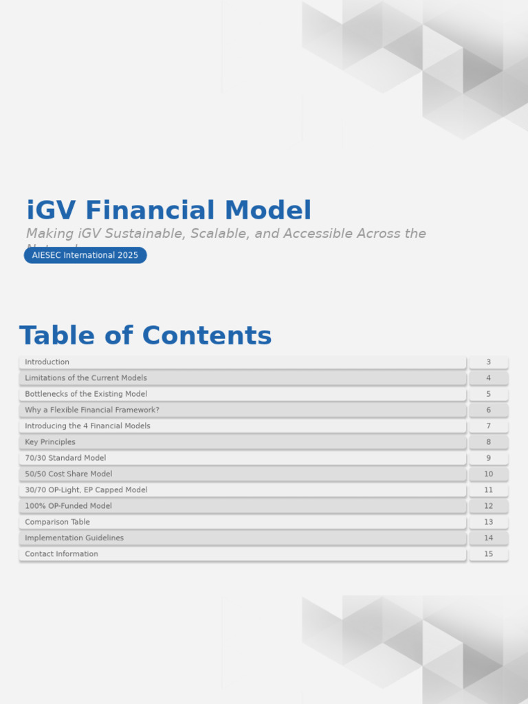 iGV Financial Models for Sustainability | PDF | Cost Of Living | Business