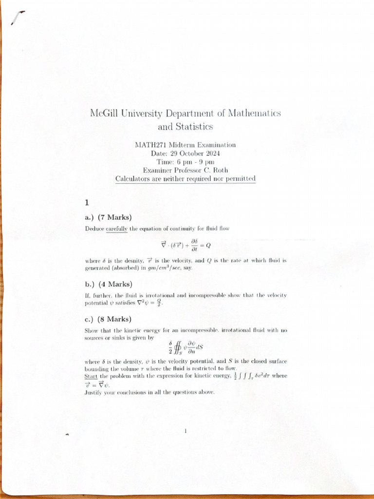 MATH 271 Fall 2024 Midterm | PDF