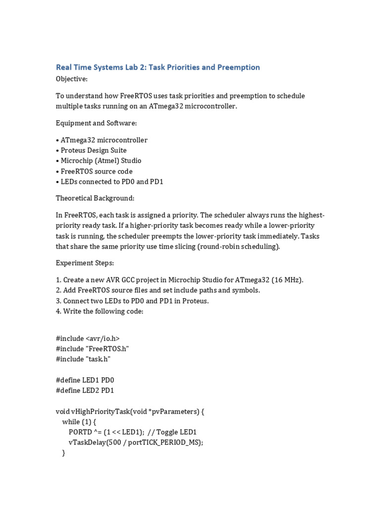FreeRTOS Task Management on ATmega32 | PDF | Scheduling (Computing ...