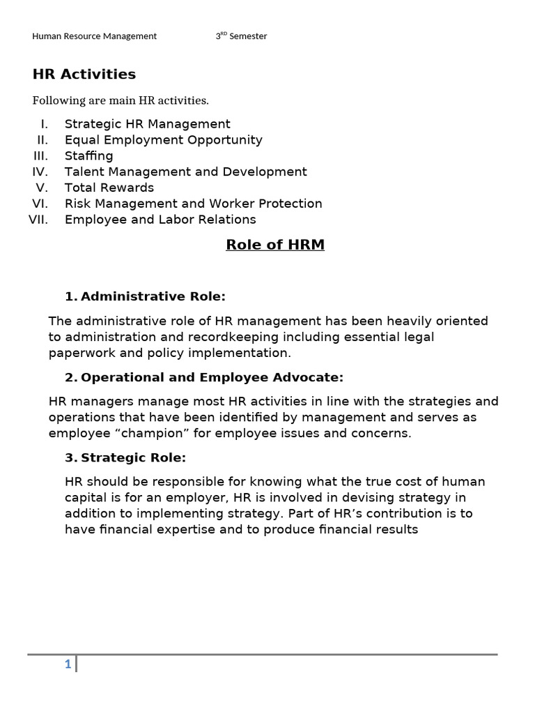 Following Are Main HR Activities | PDF
