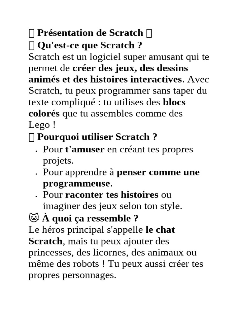 Introduction à Scratch pour débutants | PDF | Scratch (Langage de ...