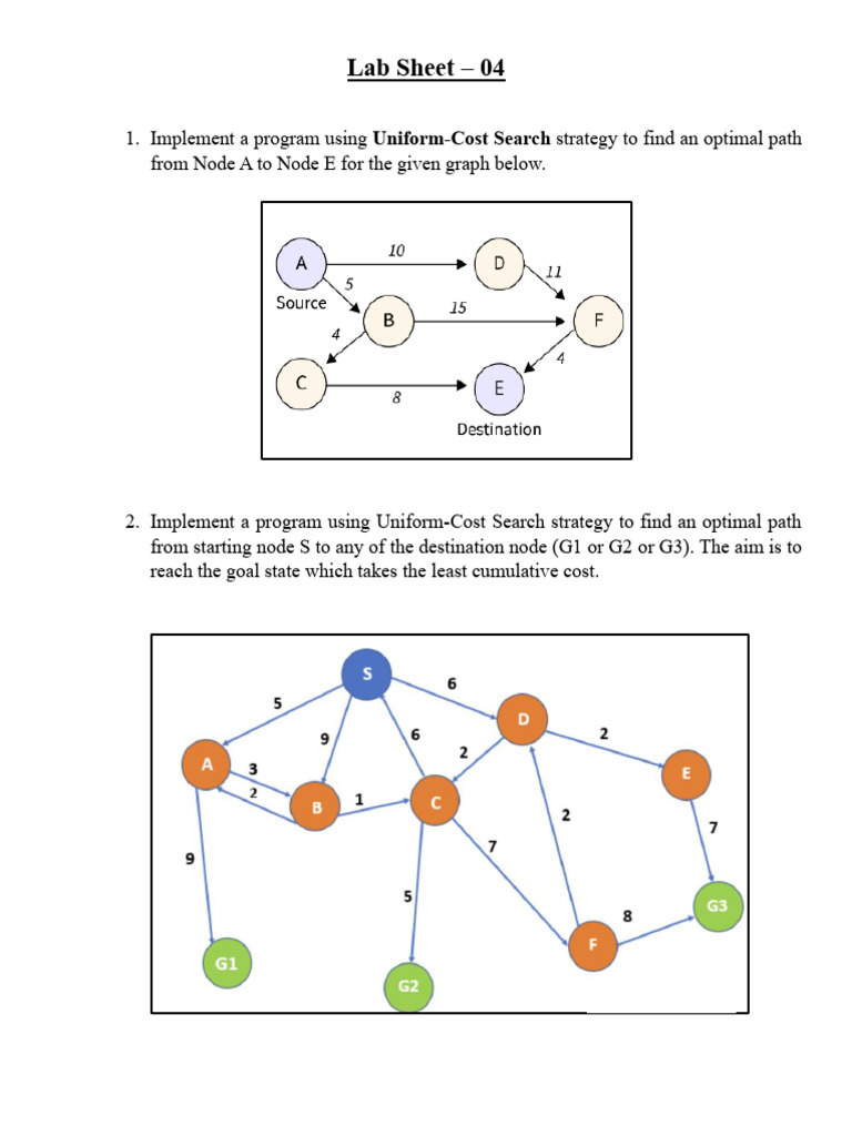 Uniform-Cost Search Pathfinding Lab | PDF