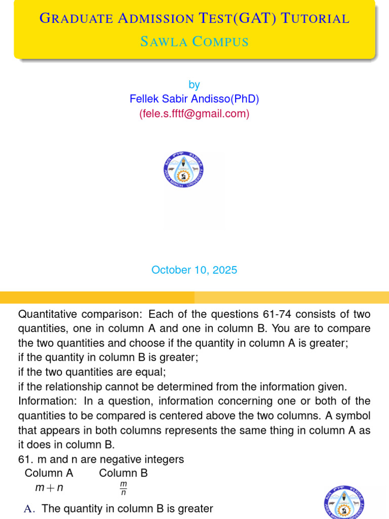 GAT Tutorial: Quantitative Comparisons | PDF | Mathematics ...