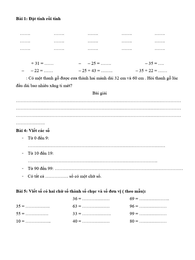 30 de On Tap Ki 2 Toan Lop 1 Fabad-5 | PDF