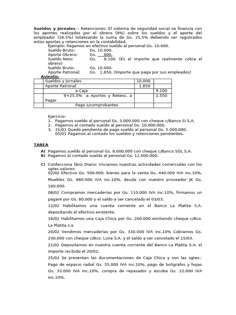 Sueldos y Retenciones en Contabilidad | PDF | Bancos | Sector privado