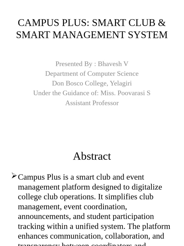 Smart Club Management System Overview | PDF | Web Application | Software