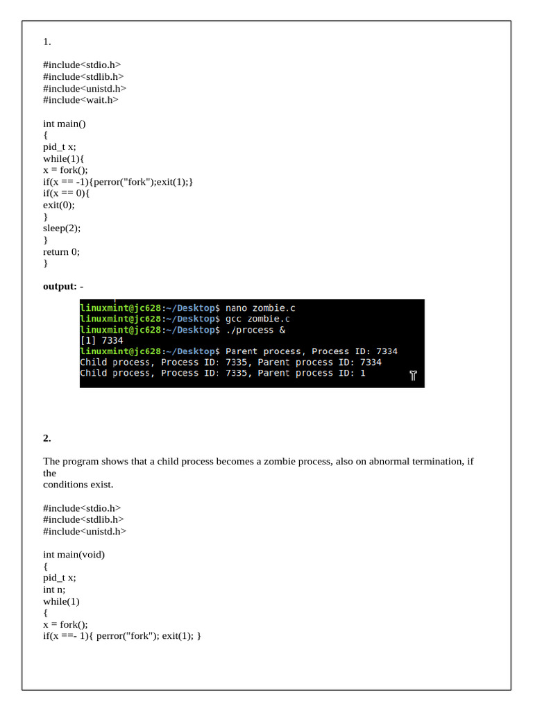 Process Management in C Programming | PDF | Computer Architecture ...