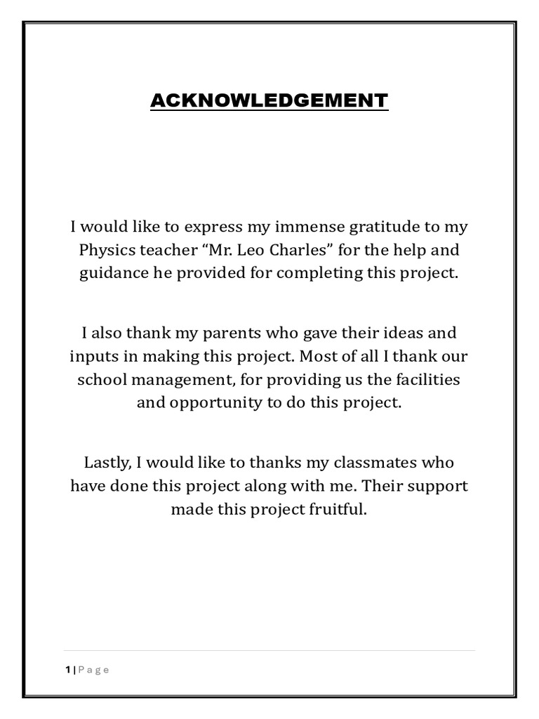 Project Acknowledgement and Index Guide | PDF