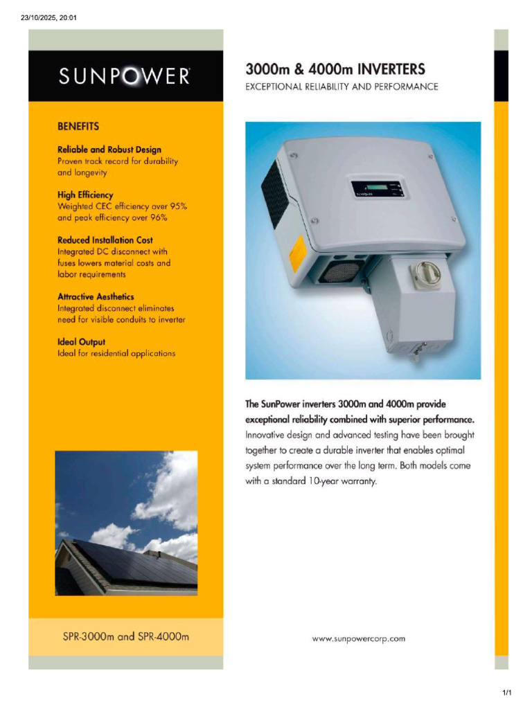 Sunpower SPR 4000mpg1 | PDF