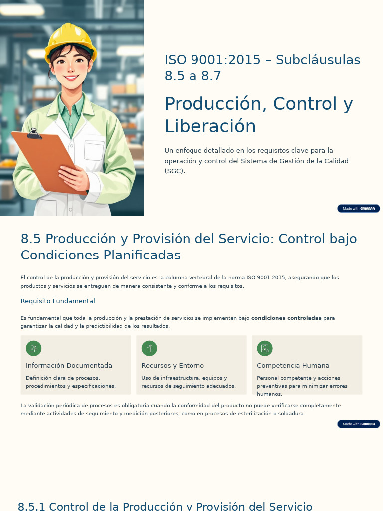 ISO 90012015 Subclausulas 85 A 87 | PDF | Calidad (comercial)