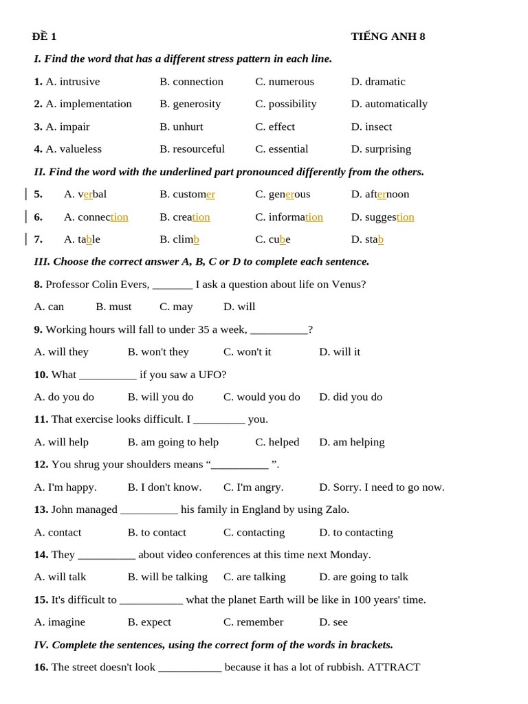 English Test for Grade 8 Students | PDF | New Zealand
