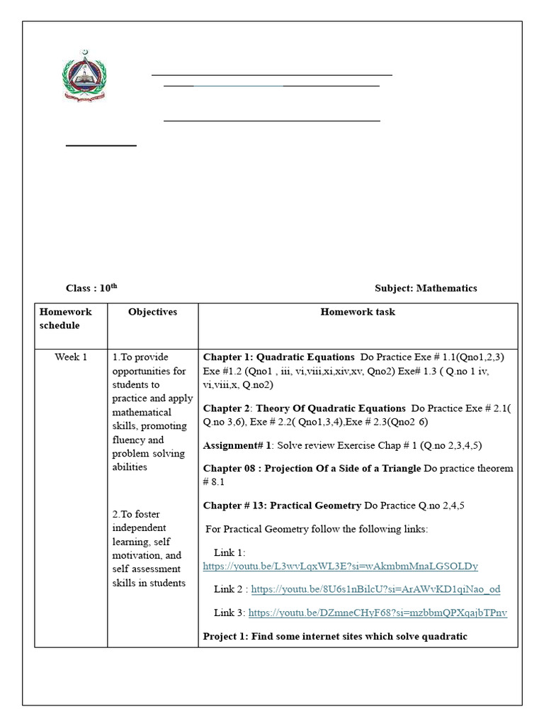 10th Grade Summer Homework Guide | PDF | Ph | Mathematics