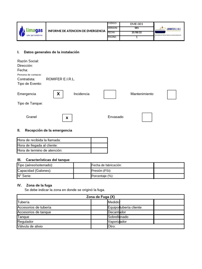 Fomato Informe Atención de Emergencia | PDF