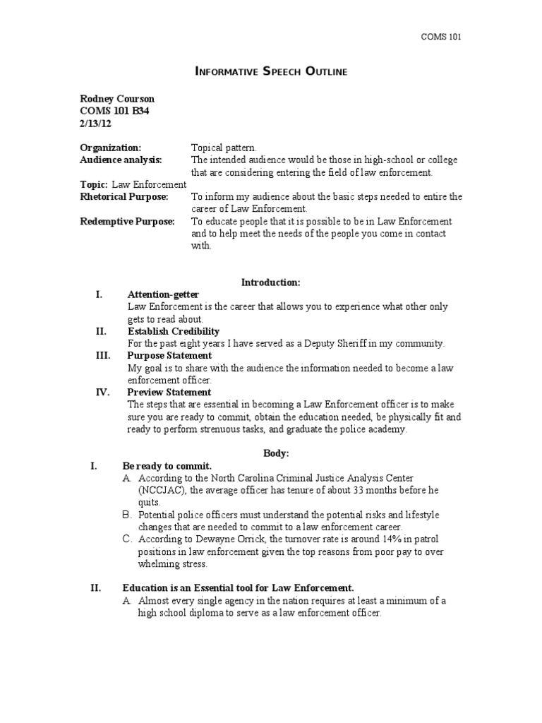 Informative speech outline image