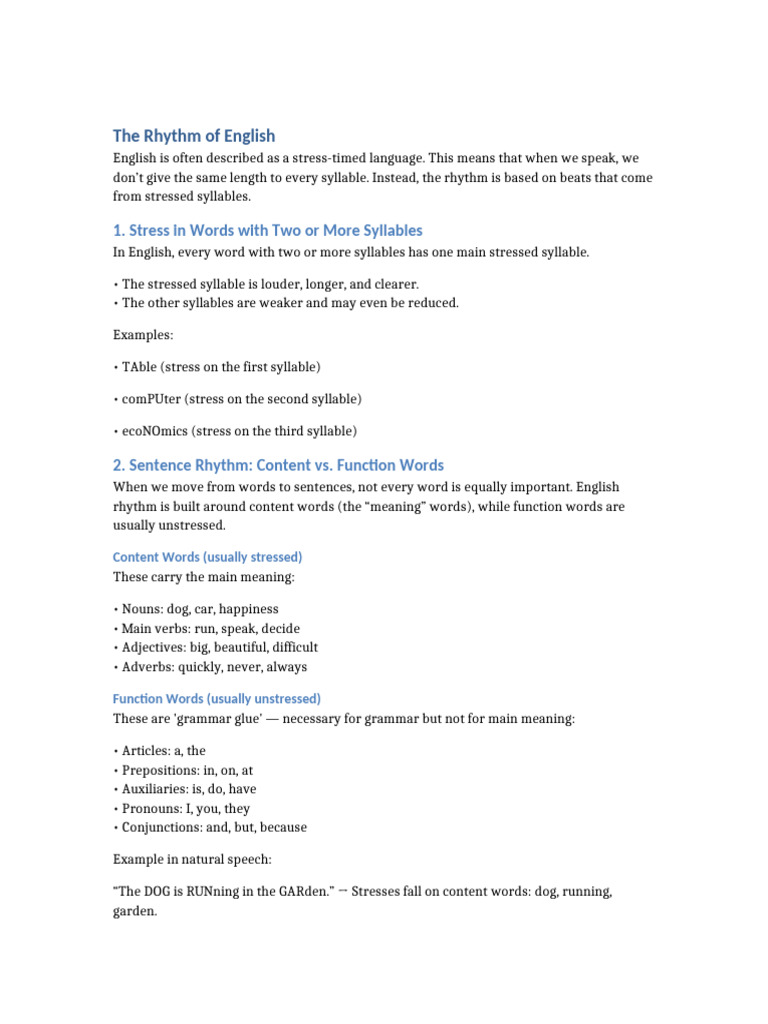 English Rhythm and Stress | PDF