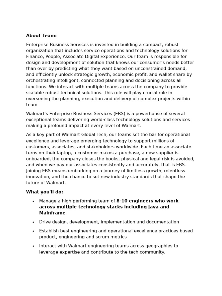 Walmart EBS Engineering Team Overview | PDF | Cloud Computing | Walmart