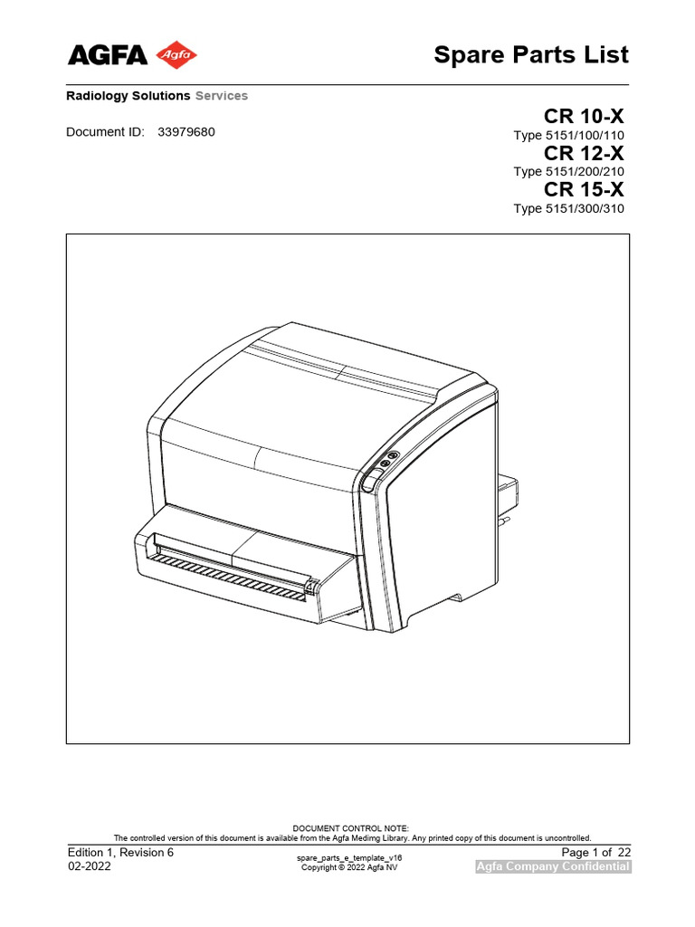 Agfa CR 10-X/12-X/15-X Spare Parts List | PDF | Electronic Waste