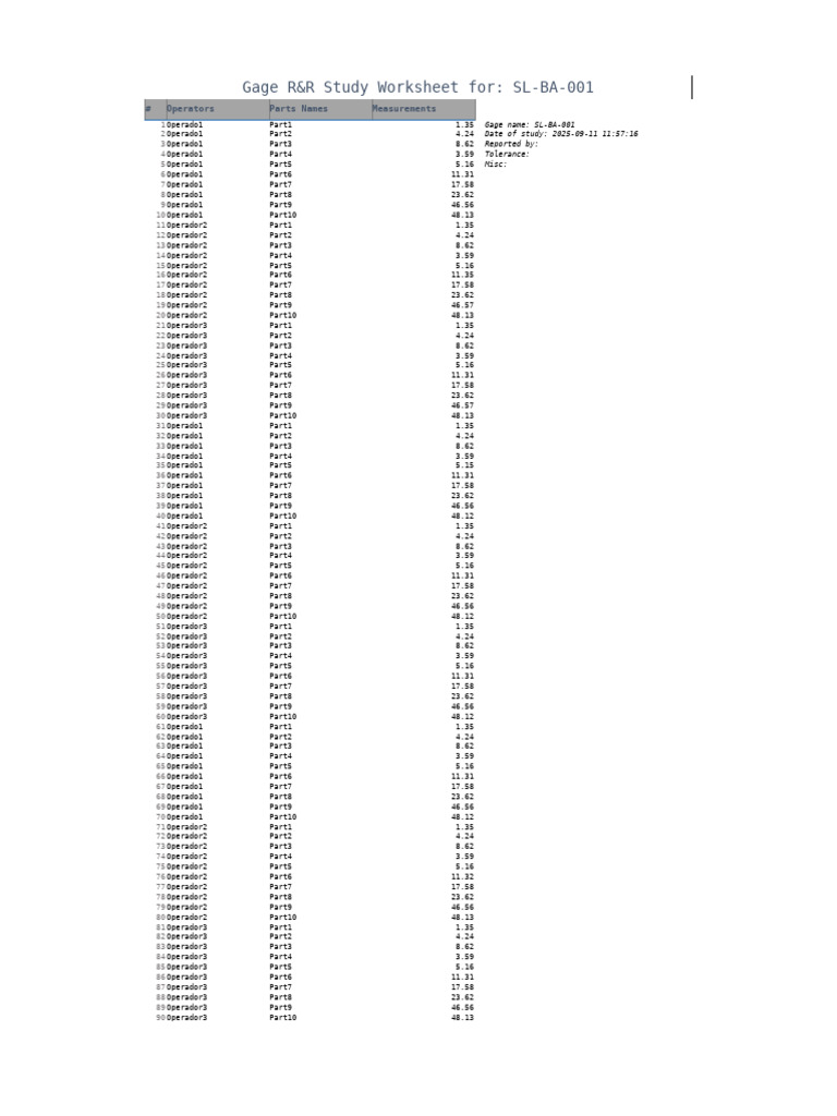 Gage RNR Worksheet | PDF