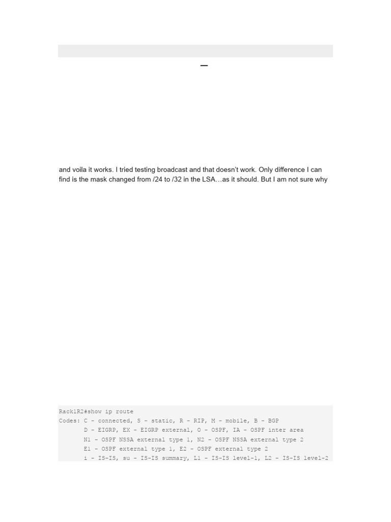 OSPF Virtual Link Troubleshooting Guide | PDF | Ip Address | Internet ...