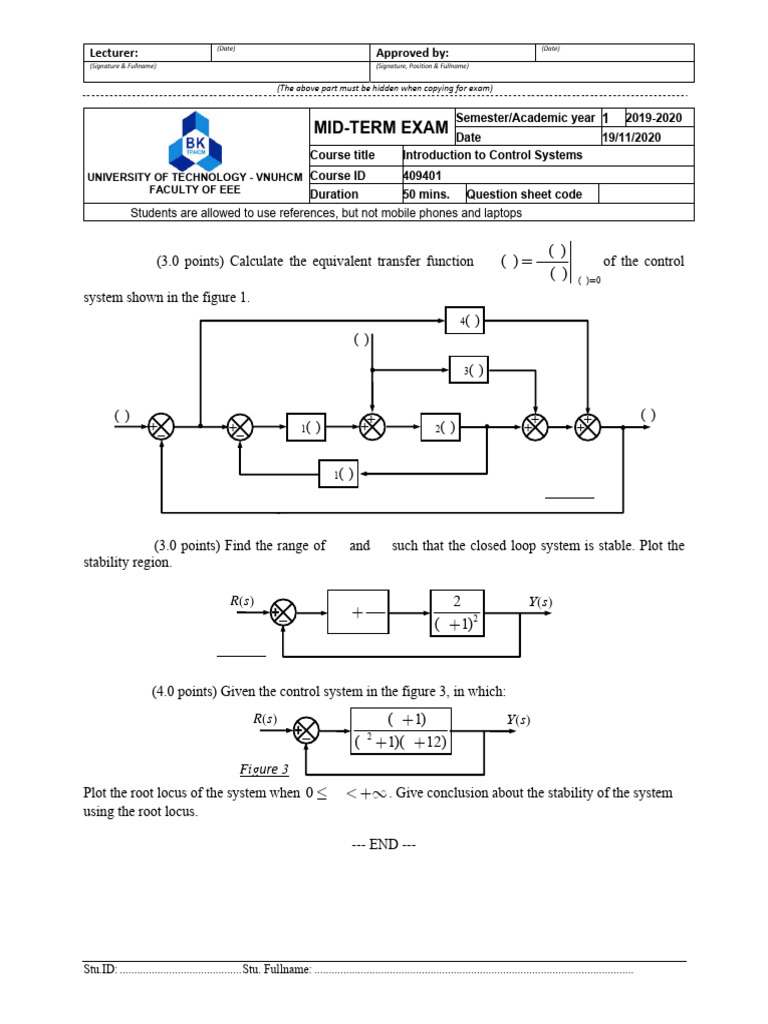Control System Exam Problems and Solutions | PDF | Mechanics | Applied ...