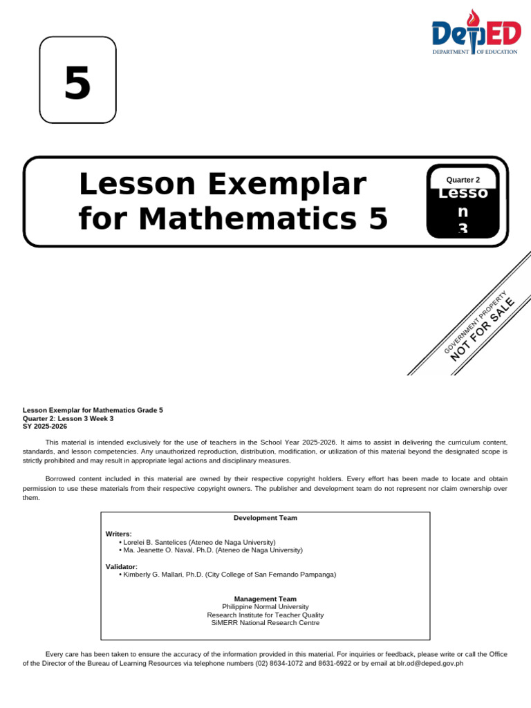 Q2 LE MATH5 Lesson3 WEEK3 | PDF | Numbers | Learning
