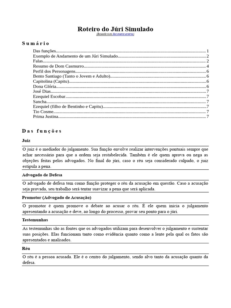 Roteiro Completo de Júri Simulado | PDF