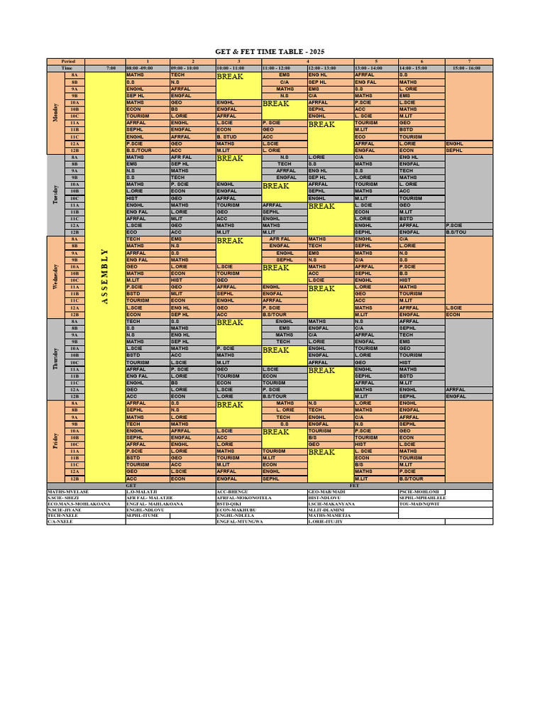 2025 GET & FET Timetable Overview | PDF