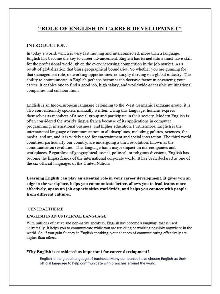 English Skills: Key to Career Success | PDF | English Language ...