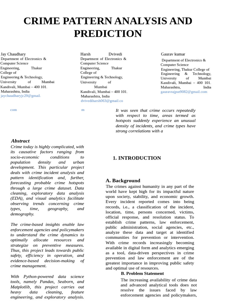 Crime Pattern Analysis and Prediction | PDF | Analytics | Market ...