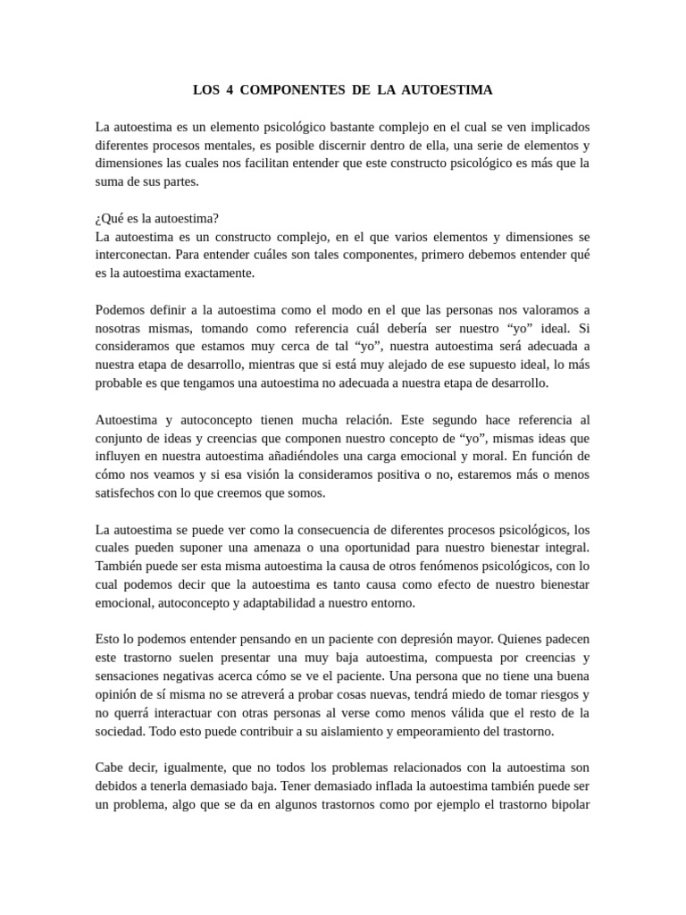 Componentes Clave de la Autoestima | PDF | Autoestima | Las emociones
