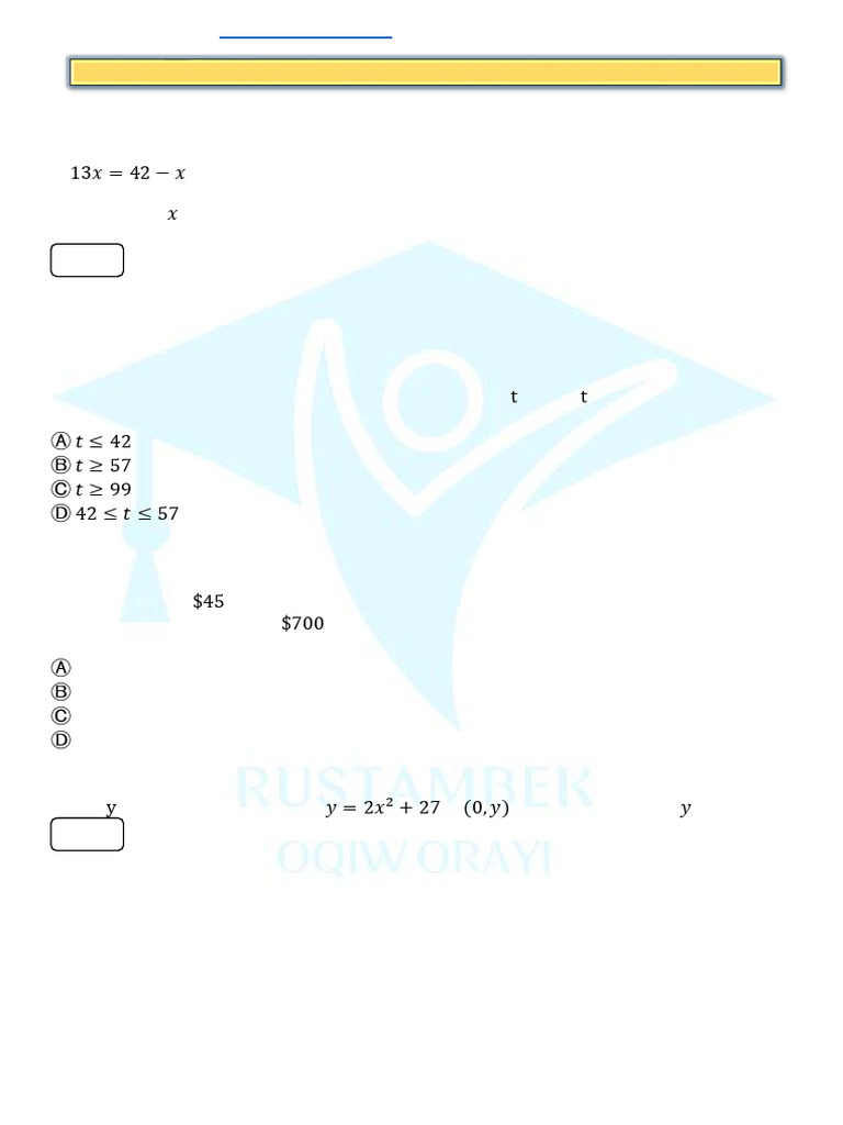 SAT Original Test Questions Module 1 & 2 | PDF | Sphere | Pressure