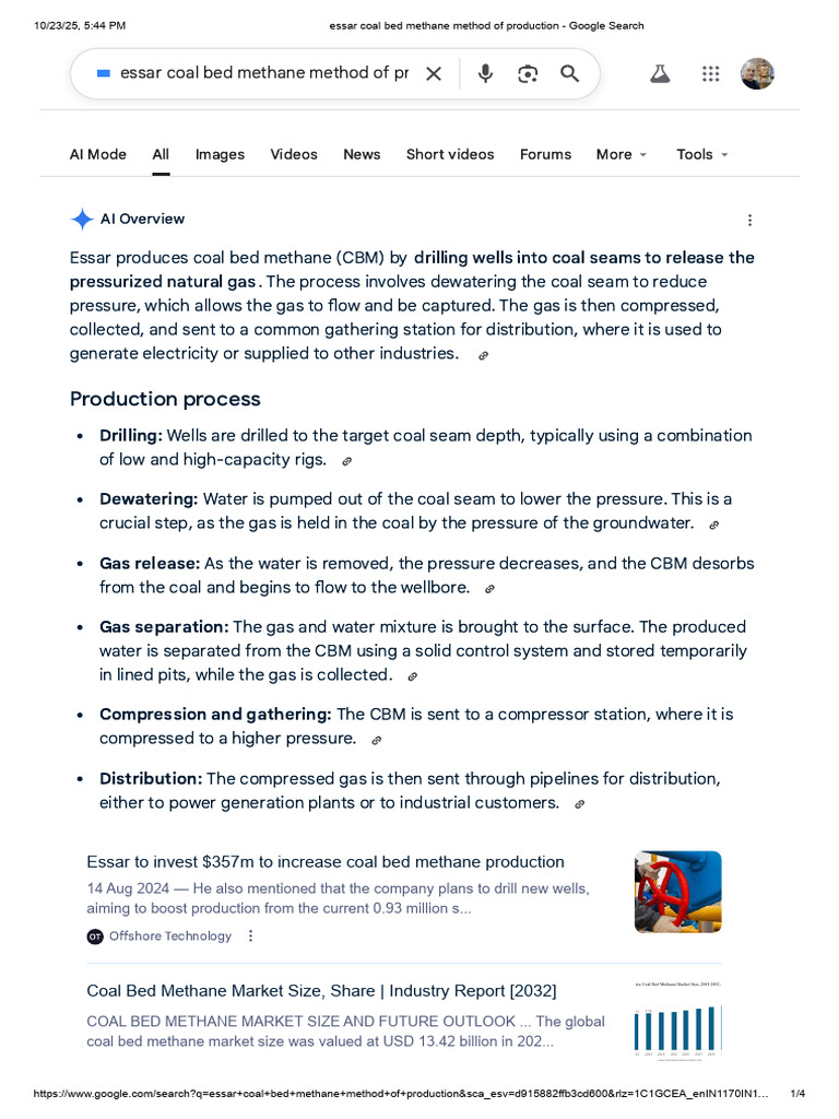 Essar Coal Bed Methane Production Process | PDF | Coalbed Methane | Gases