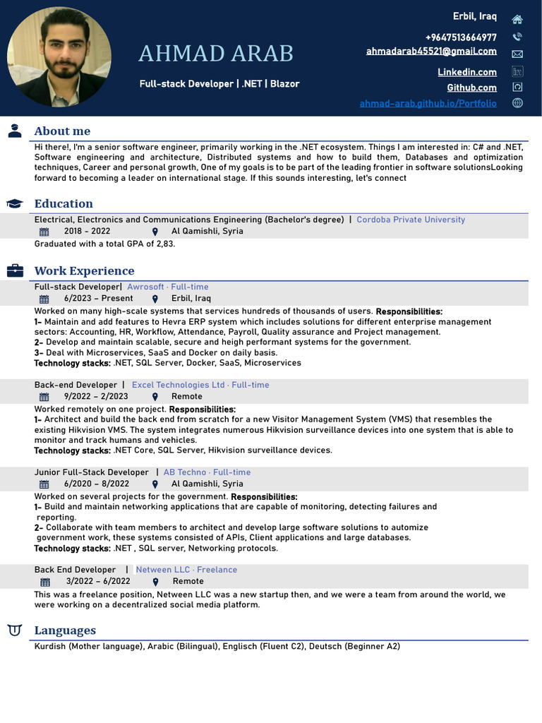 Senior .NET Software Engineer Profile | PDF | Systems Architecture ...