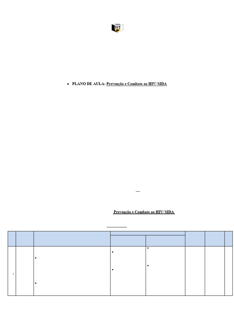 Plano de Aula: Prevenção do HIV/SIDA | PDF | HIV/AIDS | Lição