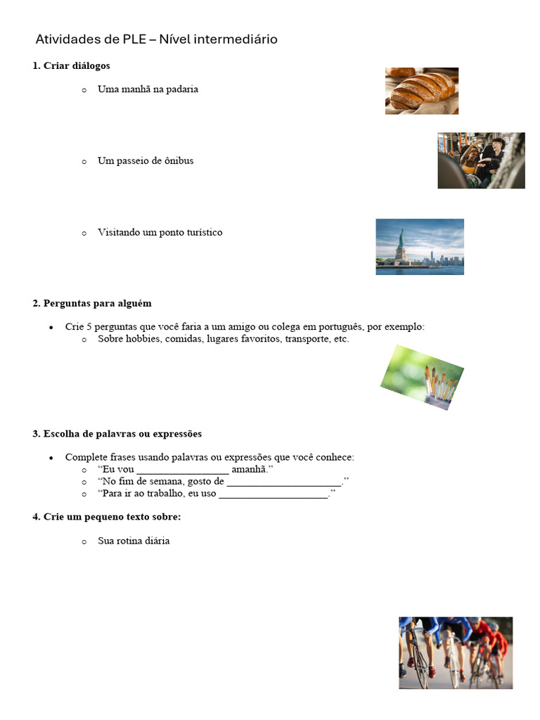 Atividades Intermediárias de PLE | PDF