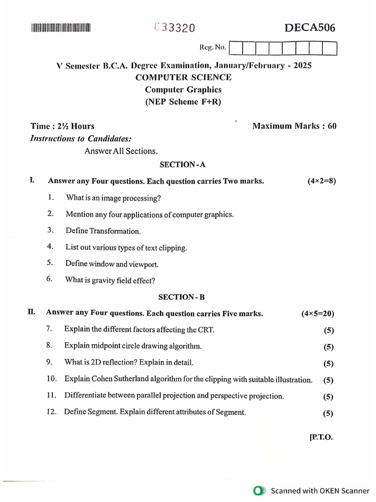 5 Sem BCA NEP-2025 Computer Graphics | PDF