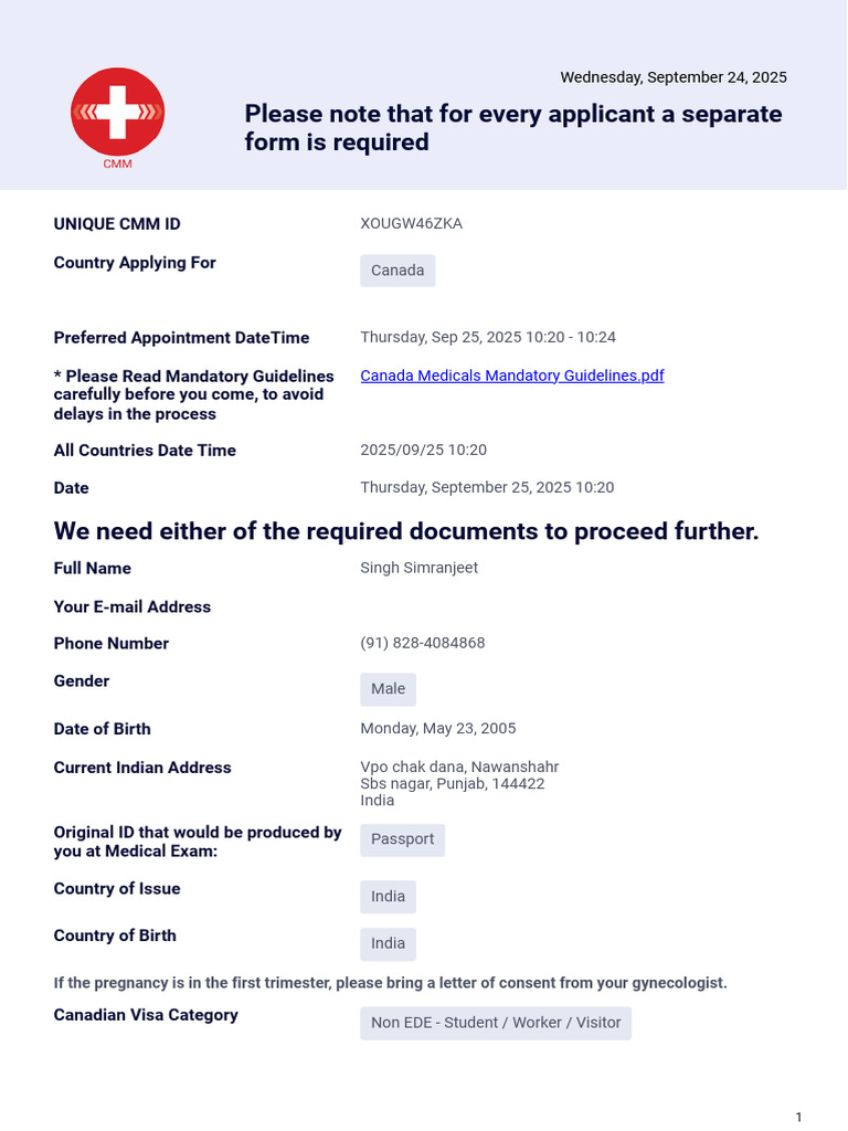 Please Note That For Every Applicant A Separate Form Is Required | PDF