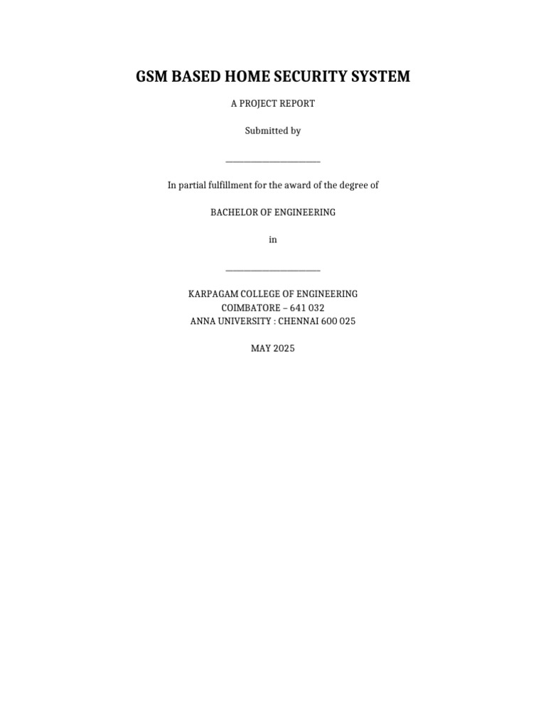GSM Based Home Security System Report | PDF | Arduino | Gsm