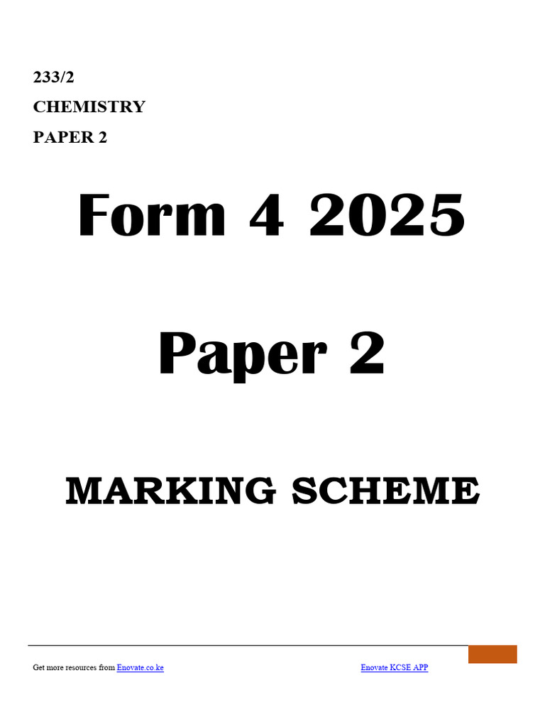 KCSE Chemistry Paper 2 Marking Scheme | PDF | Magnesium | Hydroxide