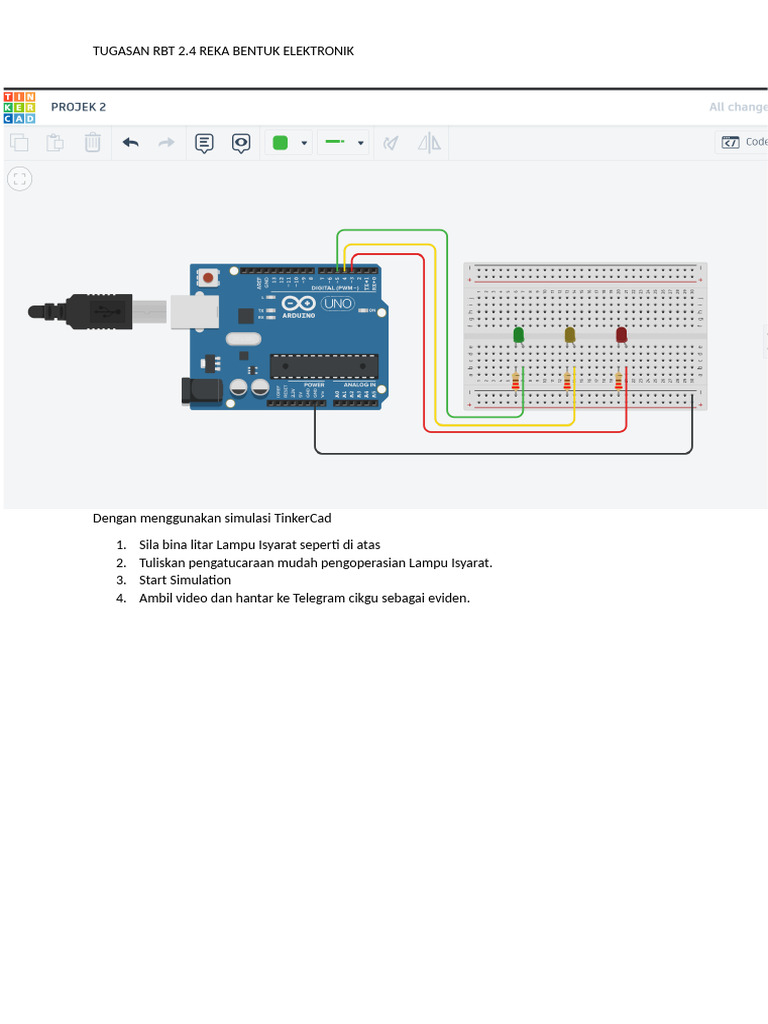RBT 2.4: Litar Lampu Isyarat TinkerCad | PDF