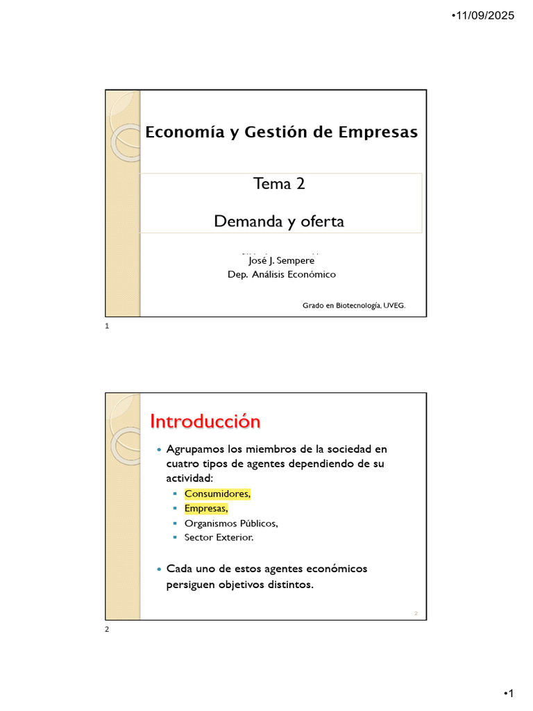 Demanda y oferta en economía empresarial | PDF | Curva de demanda ...