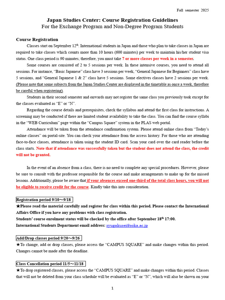 Japan Studies Course Registration Guide | PDF