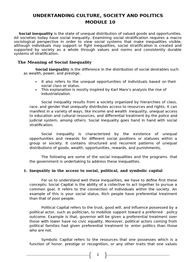UCSP For Group 10 Report | PDF | Sustainability | Social Inequality