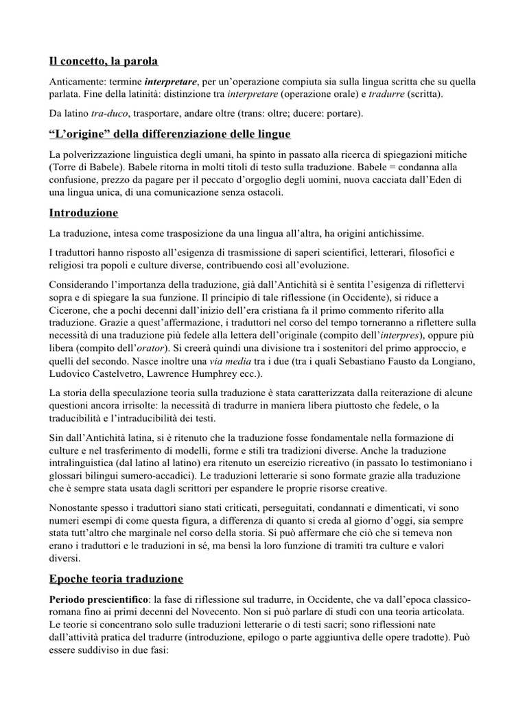 Tradurre Appunti 2 | PDF