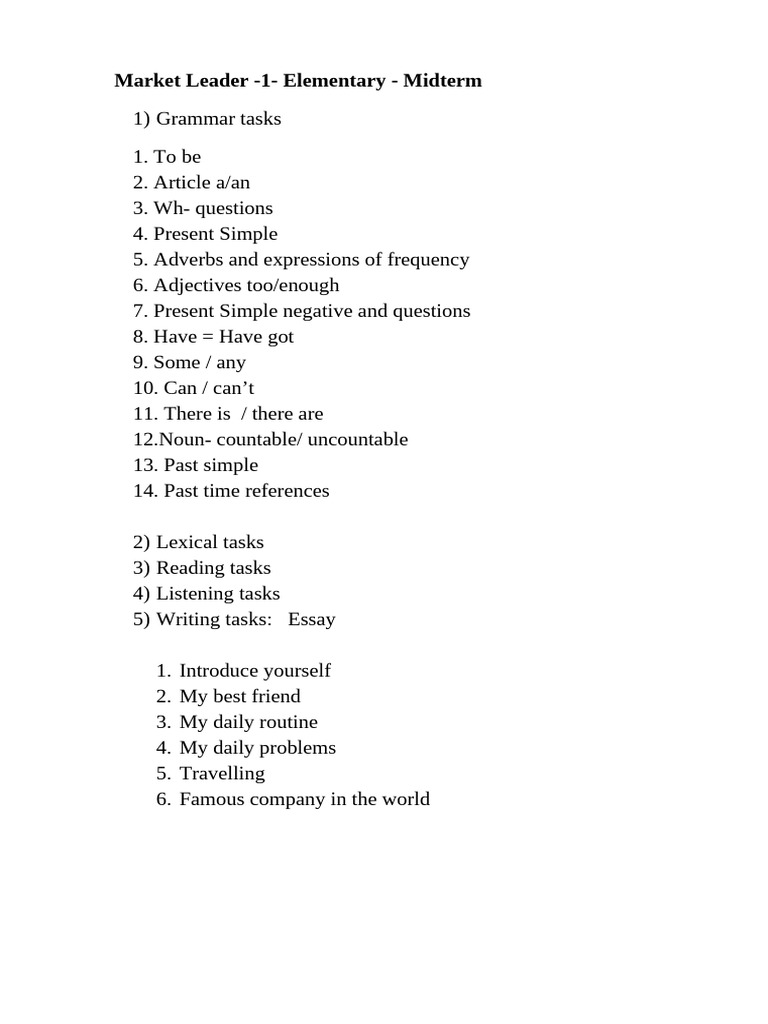 Elementary Midterm Exam Guide | PDF