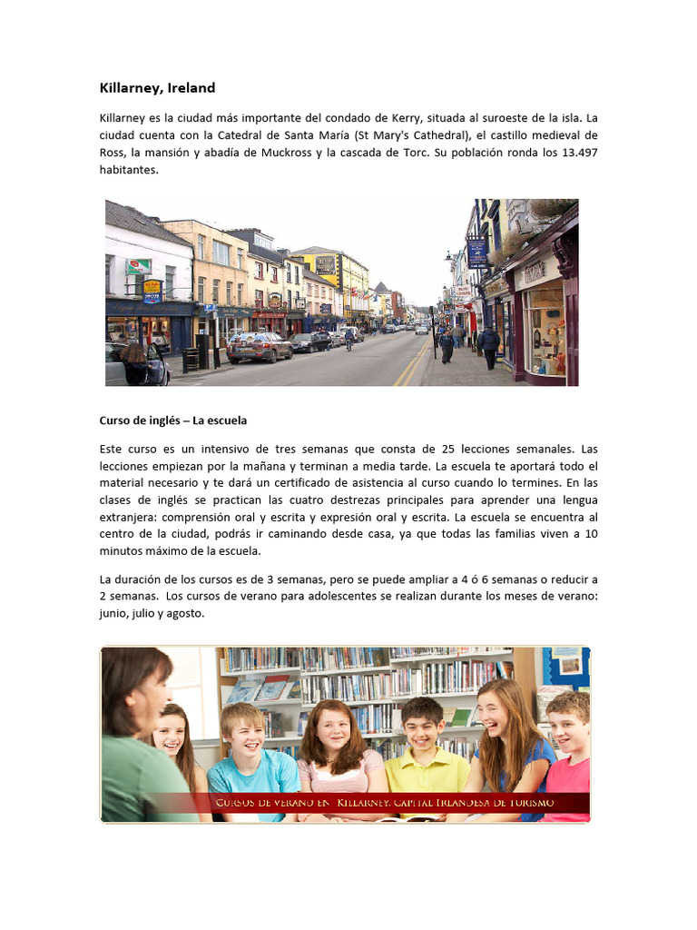 Curso intensivo de inglés en Killarney | PDF